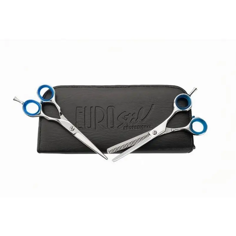 EUROSTIL TIJERA Kit tijeras azul  Estuche academia de 2 tijeras corte y esculpir con microdentado Eurostil Estuche academia de 2 tijeras corte y esculpir con microdentado