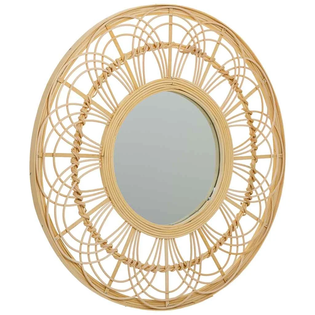 WANDERLUST DECO Espejo de Bambu Rustico Natural - Decoración Orgánica Sostenible