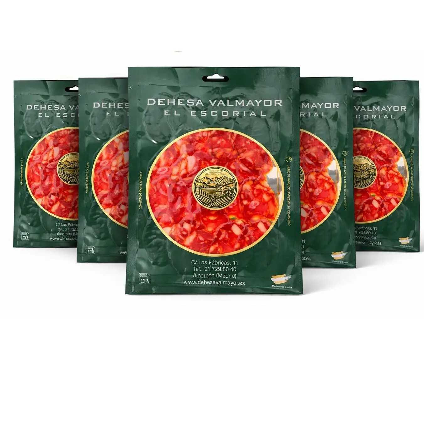 SALCHICHON Ibérico 5 sobres de 100g -CHORIZO Ibérico 5 sobres de 100g-JAMON etiqueta negra  5 sobres de 100g-LOMO DOROC  5 sobres de 100g -JAMON navidul 5 sobres de 100g