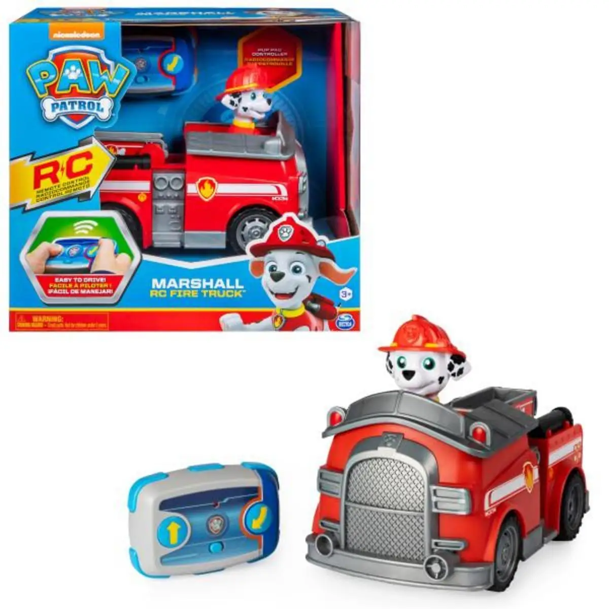 SPIN MASTER - PATRULLA CANINA - COCHE TELEDIRIGIDO DE MARSHALL - Coche RC de Marshall con 2 Direcciones Fácil de Manejar para Principiantes Patrulla Canina - 2.4GHZ hasta 76m - 6054195 - Juguetes