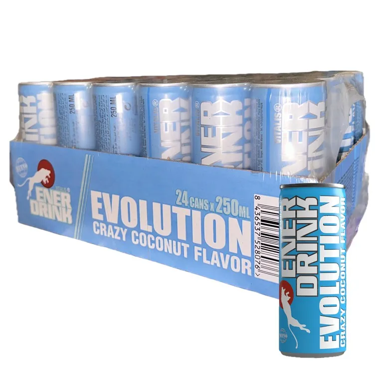 Enerdrink evolution bebida energetica Energy sabor Coco Loco Crazy coconut 250ml caja 24u sabor top mezcla