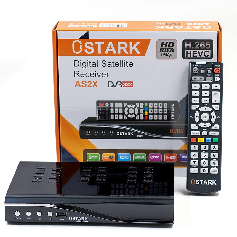 Ostark Receptor Satélite DVB-S2X HD HEVC/H.265, con WiFi USB, PVR Grabador, 5000 Canales, Soporte IPTV/YouTube, DiSEqC 1.2, Unicable, EPG 7 Días, Control Parental - Decodificador TDT Satélite Libre