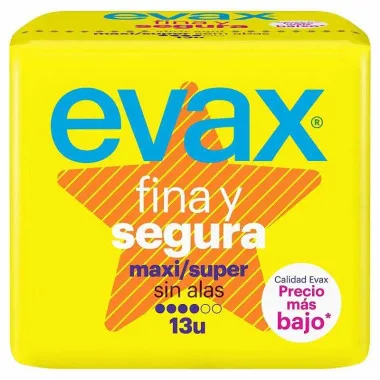 Evax Compresas EVAX F&S Maxi Sin Alas (13 Uds.) - Protección Duradera y Comodidad