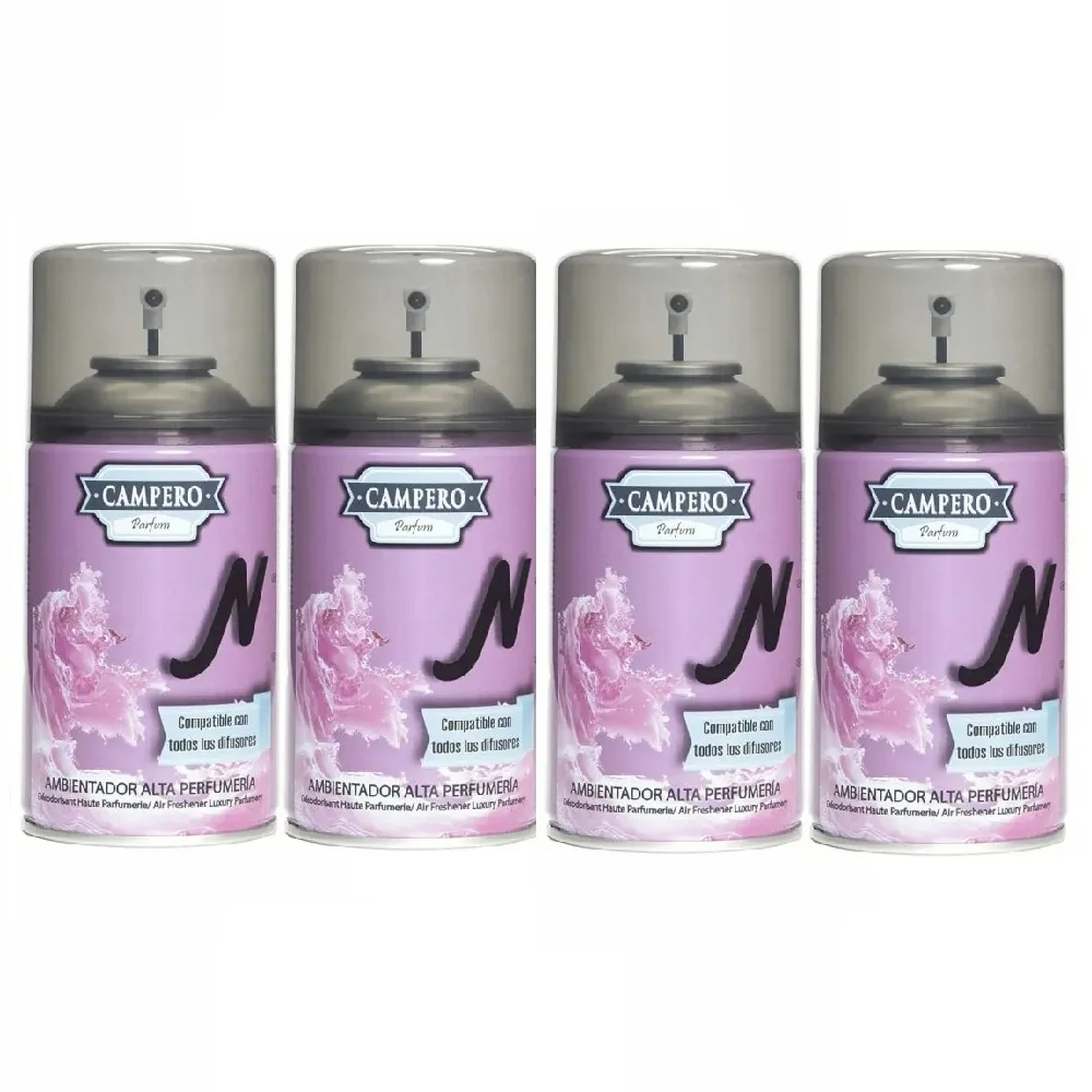 CAMPERO Tronic Parfum, Ambientador N En Aerosol 250ml, Pack 4 Recambios, Dosificador Automático, Apto Para Todos Los Difusores Del Mercado, Aroma Intenso y Duradero