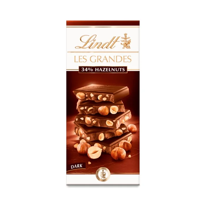 Lindt Les large black Chocolate tablet with hazelnuts-150g | Intense Chocolate with whole hazelnuts-5 piece Pack