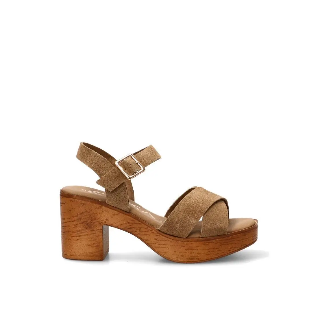 SANDALIA TACÓN MADERA PARAGA 01 30040, ETIKA MUJER, TAUPE
