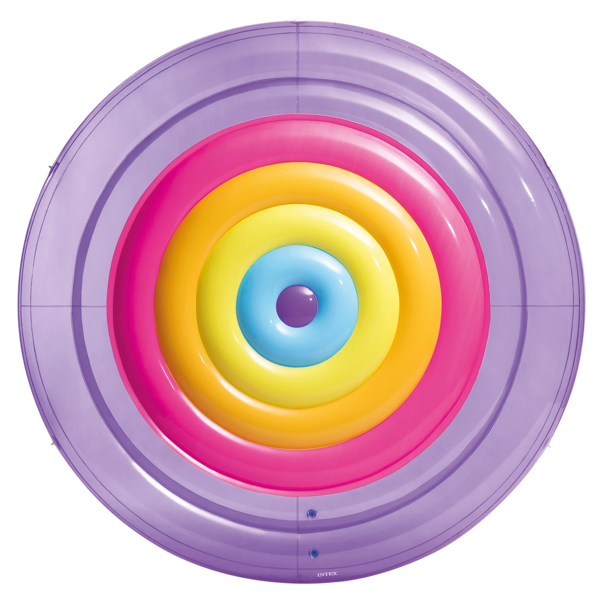 INTEX - Isla hinchable gigante, 201 cm, Diseño arcoíris, Cuerda de agarre y 2 cámaras de aire, Incluye parche reparación, Flotador doble adulto, Colchonetas hinchables, Colchoneta piscina