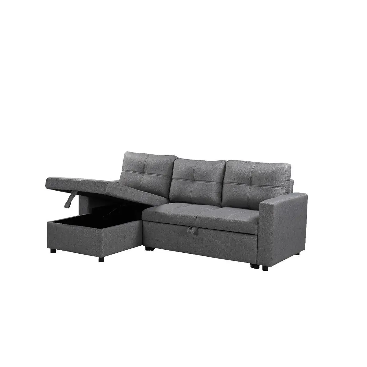 Sofa cama con arcon y chaise longue PAU 3 plazas color gris claro