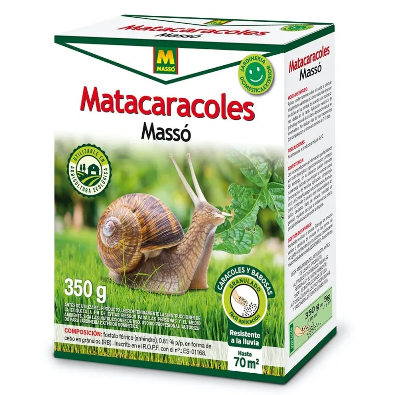 Matacaracoles 350 g Massó para Jardín - Granulado de Fácil Aplicación y Larga Duración, Ideal para Exteriores