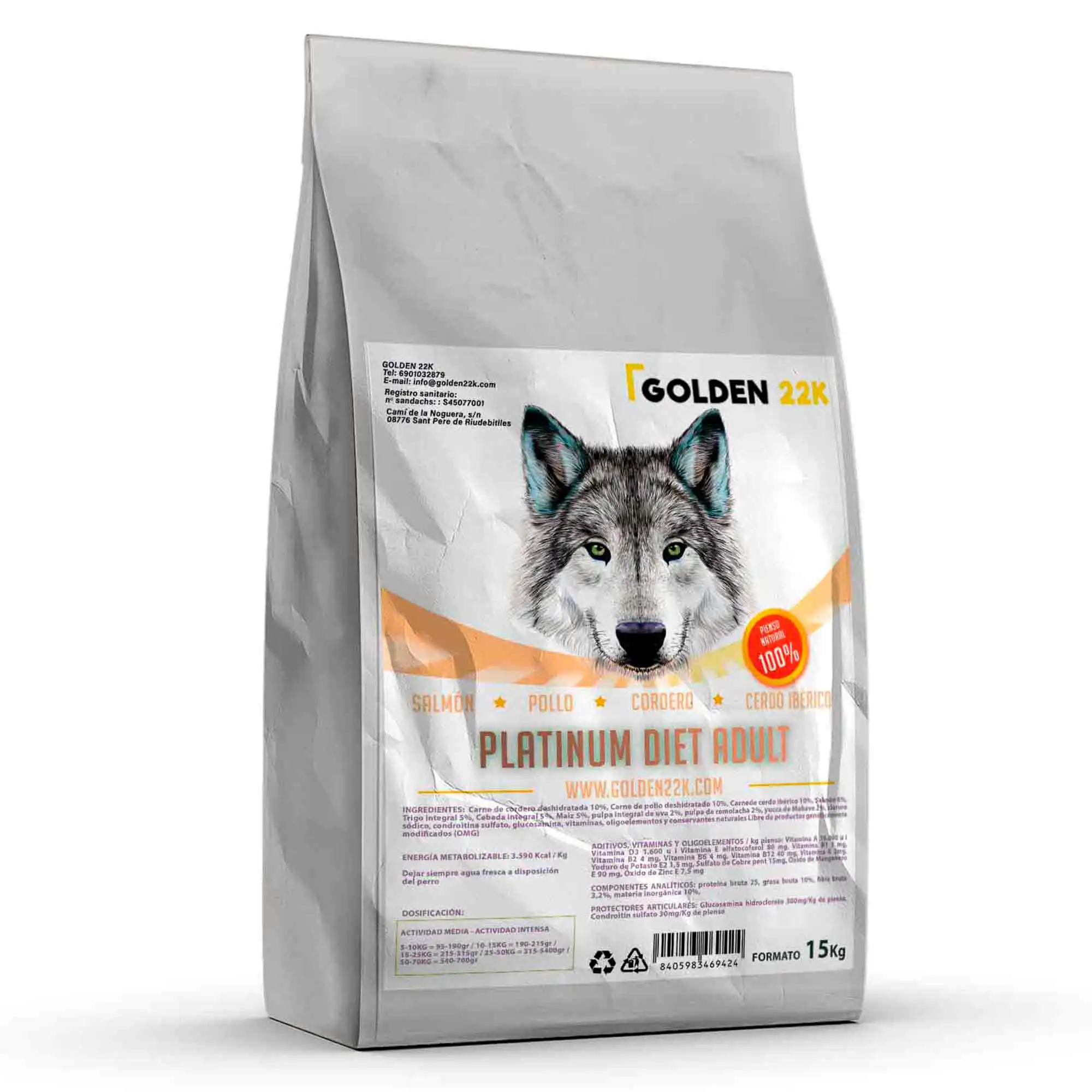 Golden 22k Platinum Diet for adult dogs of medium and large breeds-balanced recipe with high quality and easy digestion ingredients