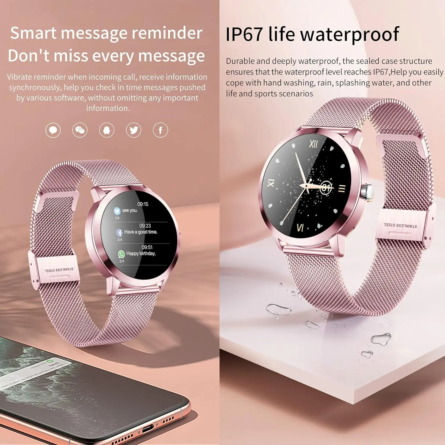Smartwatch for Men with 1.43" AMOLED Display, Bluetooth Calling, Heart Rate, SpO2, Blood Pressure Monitoring, IP68 Waterproof, 120+ Sports Modes, 400mAh Battery Compatible with Android and iOS.