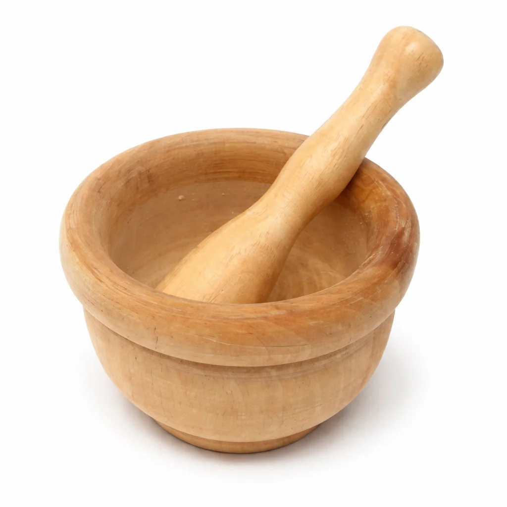 Mortero de Madera con Maza de Ø18cm para Utensilios de Cocina