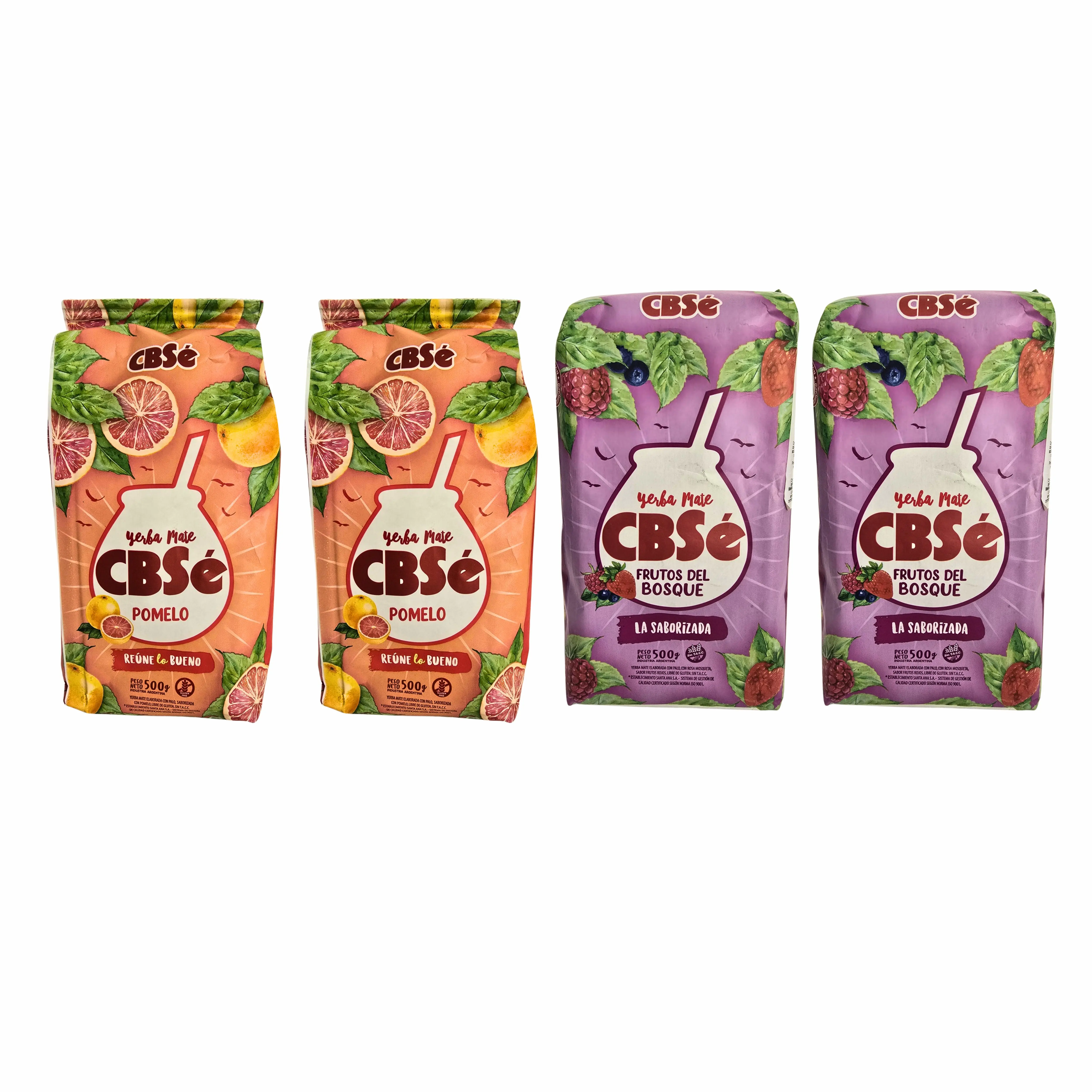 4 Paquetes de 500g de Yerba Mate CBSe Pomelo Ruene lo Bueno y Frutos del Bosque, Natural de Argentina, Ideal para Bebidas Energizantes y Antioxidantes