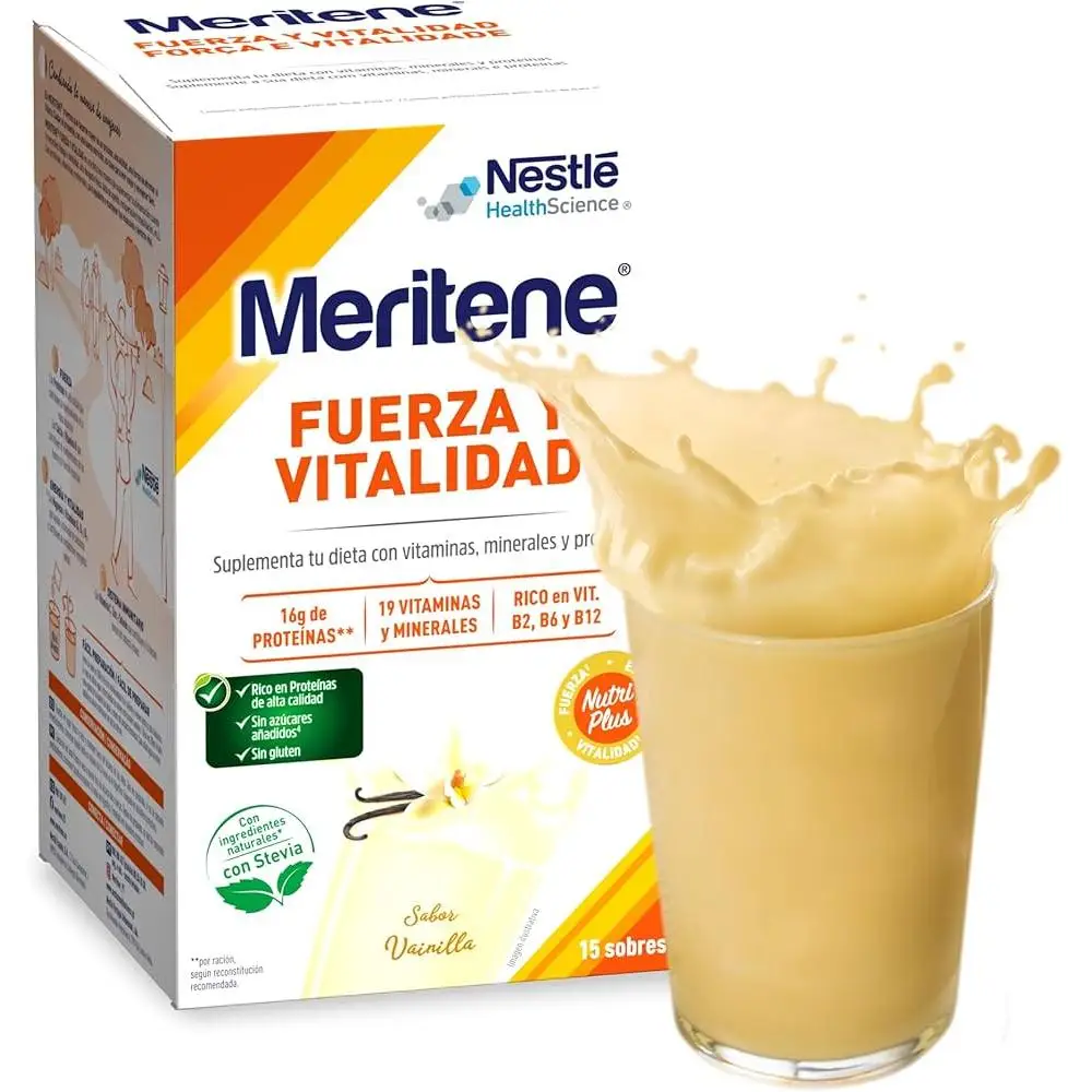 Nestle Meritene Fuerza y Vitalidad Fácil Preparación Sabor Vainilla 15 Sobres
