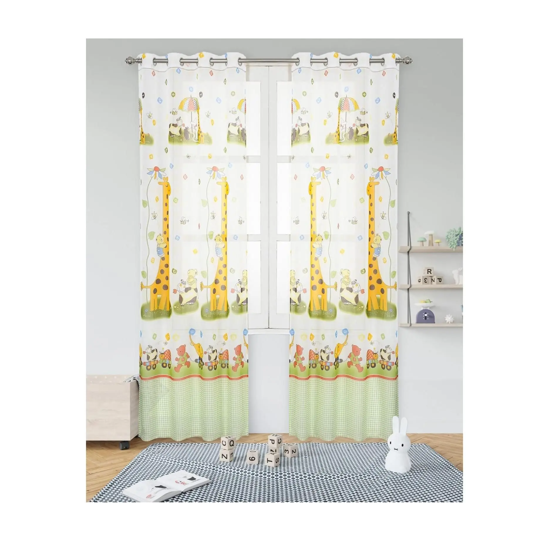 Cortina Visillo infantil con sistema multiusos Jirafa  140x260cm 1 (Piezas)