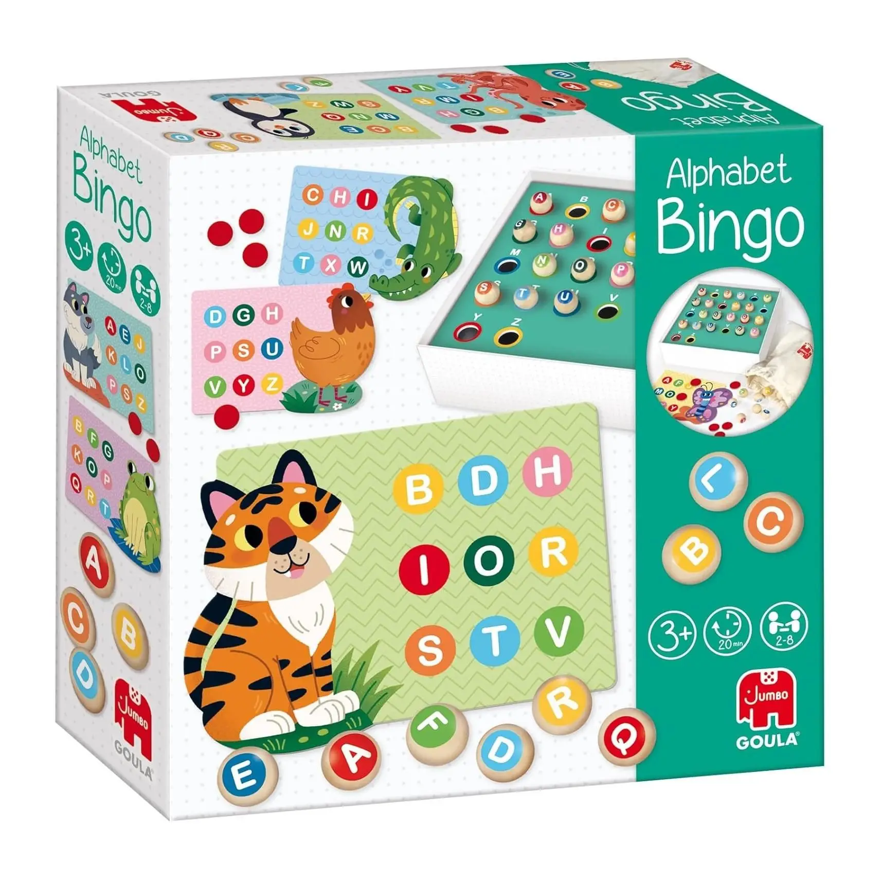Goula - Bingo Letras, Juego de Mesa Educativo para niños, +2 años +2 Jugadores