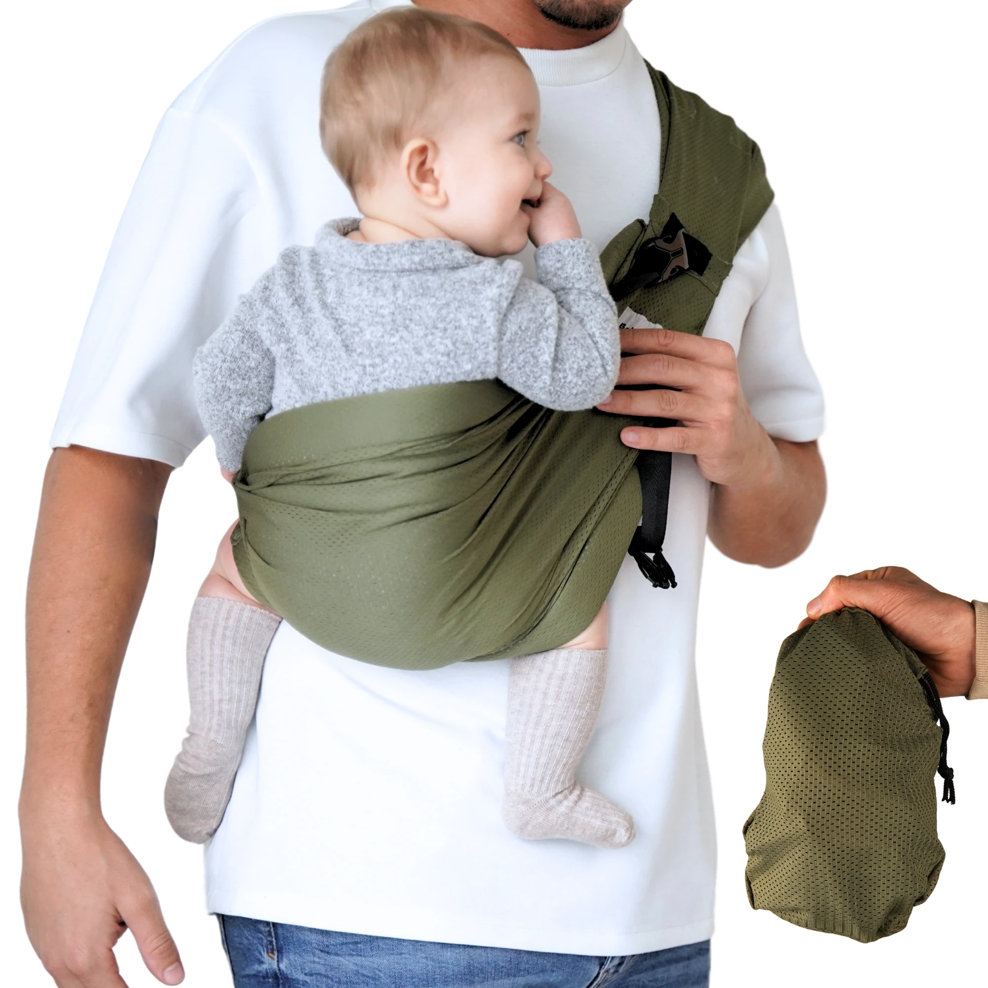 Fular portabebe ergonómico con bolsa | Porteo Bebe ligero | Porta Bebes | Portabebes Lateral | Fular Porteo transpirable| Porta Bebes de 0 a 36 meses | Porta Bebe | Bandolera Portabebe | Mochila