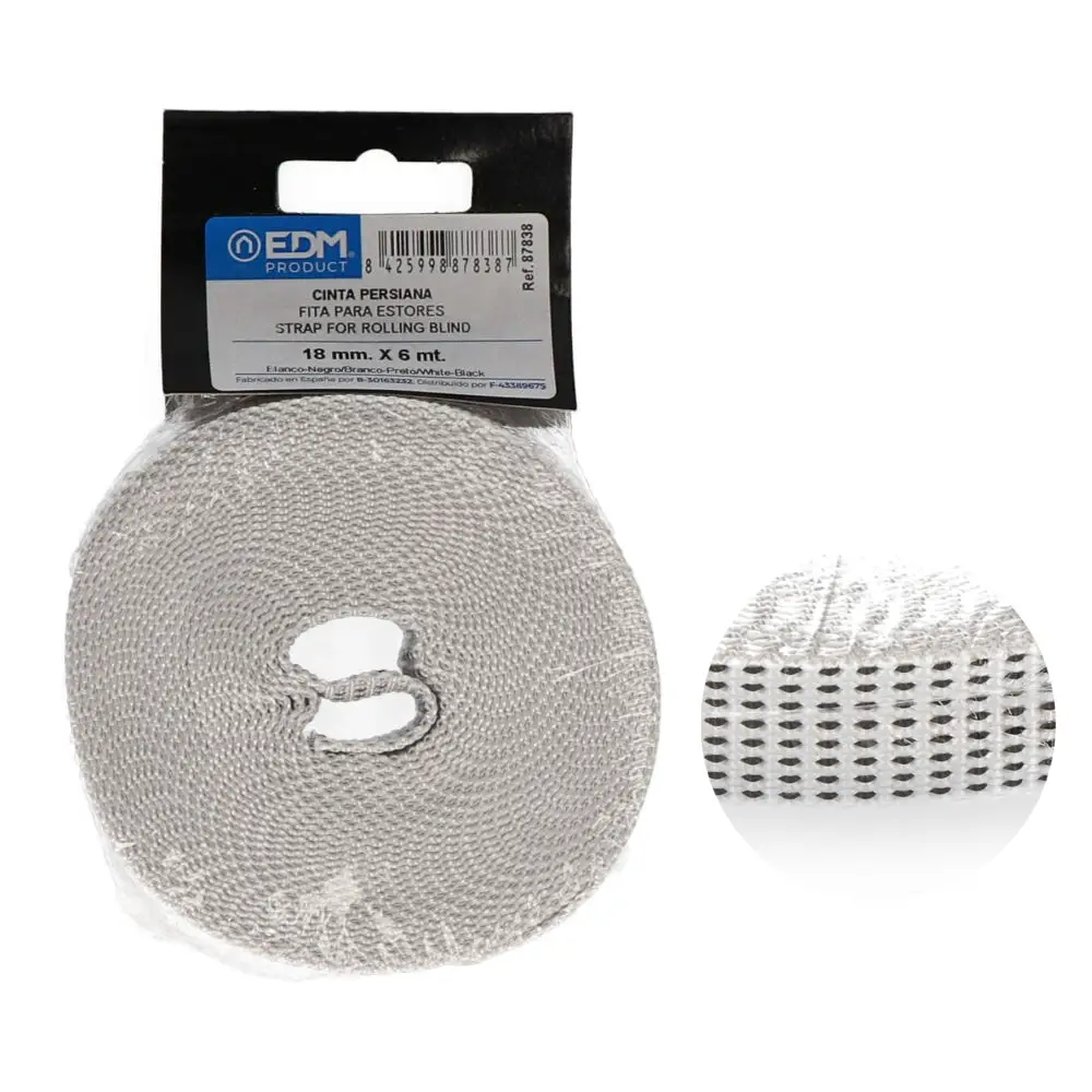 CINTA PERSIANA COMPACTO 18mm x 6m BLANCO/NEGRO CAMBESA