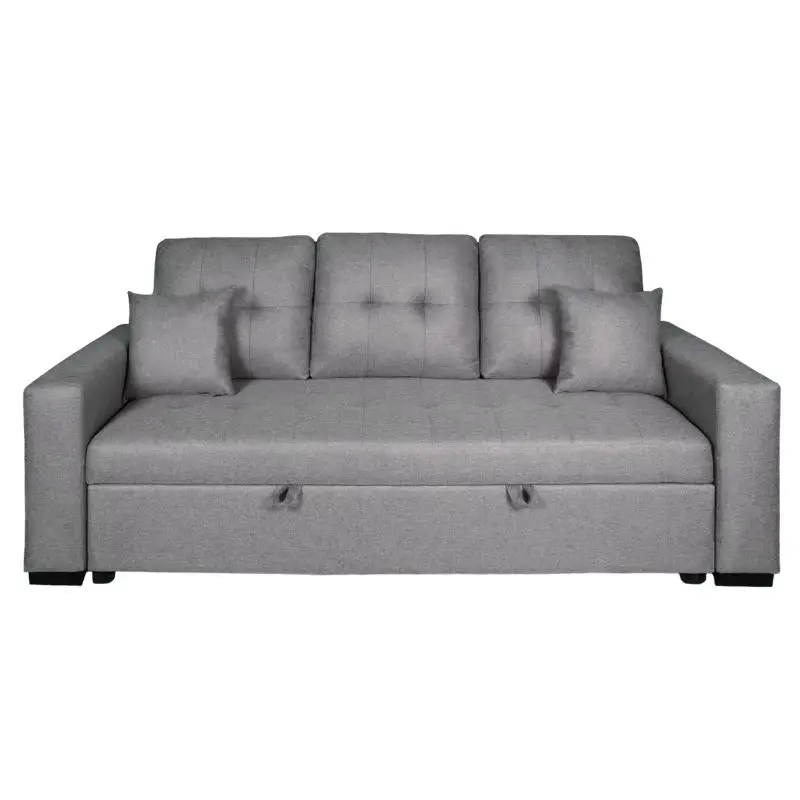 MOBELCENTER - Sofá Cama 3 plazas Senra, Tapizado en tela Malmo Capitoné, Acabado color Gris, Medidas: 210cm x 81cm x 96cm (1629)
