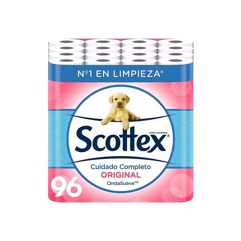 Scottex Orginal toilet paper 96 rolls, 12 rolls * 8 pack, two-layer rolls that provide the right balance in softness