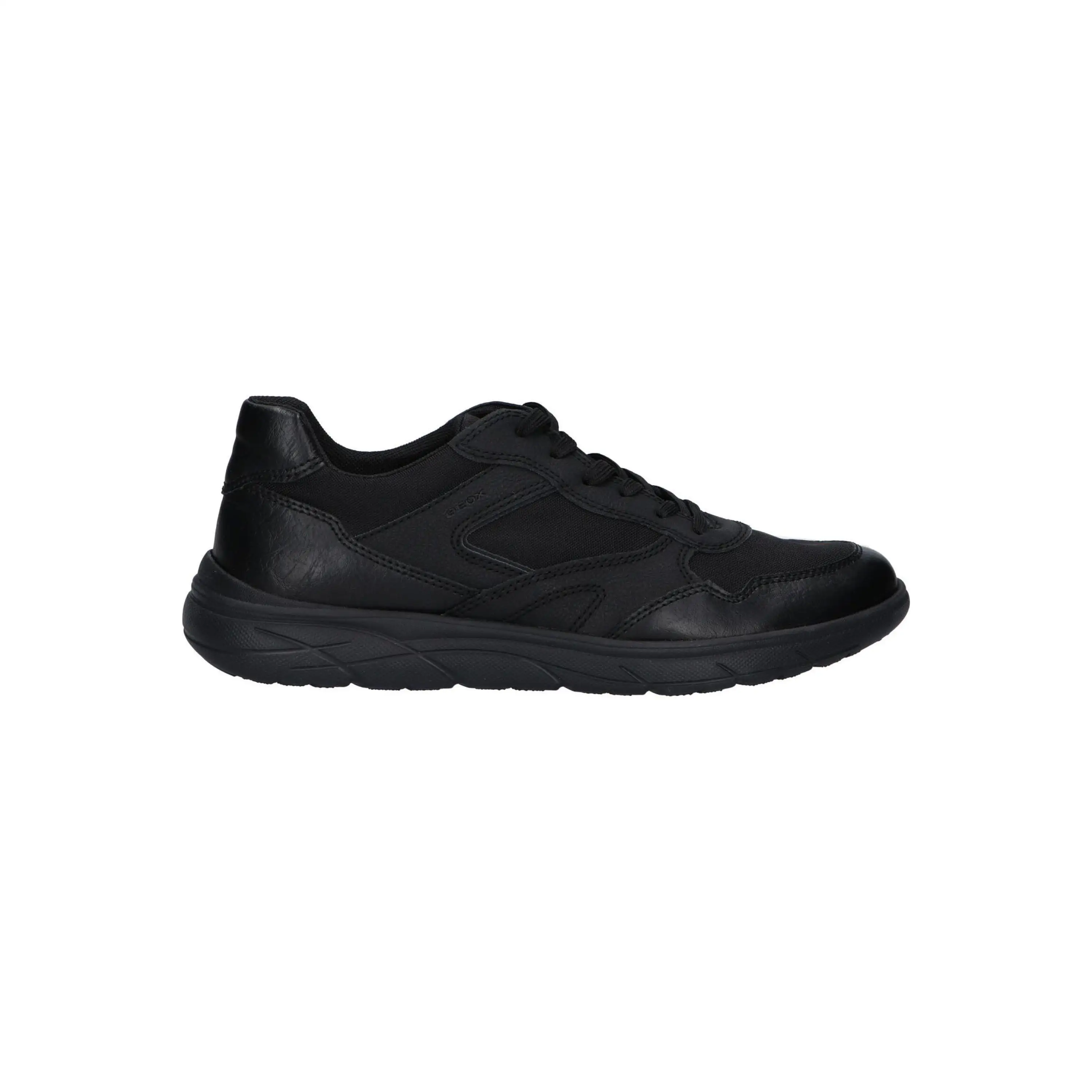Geox Men's Casual Sneakers in Black, Made of Synthetic Leather and Canvas
