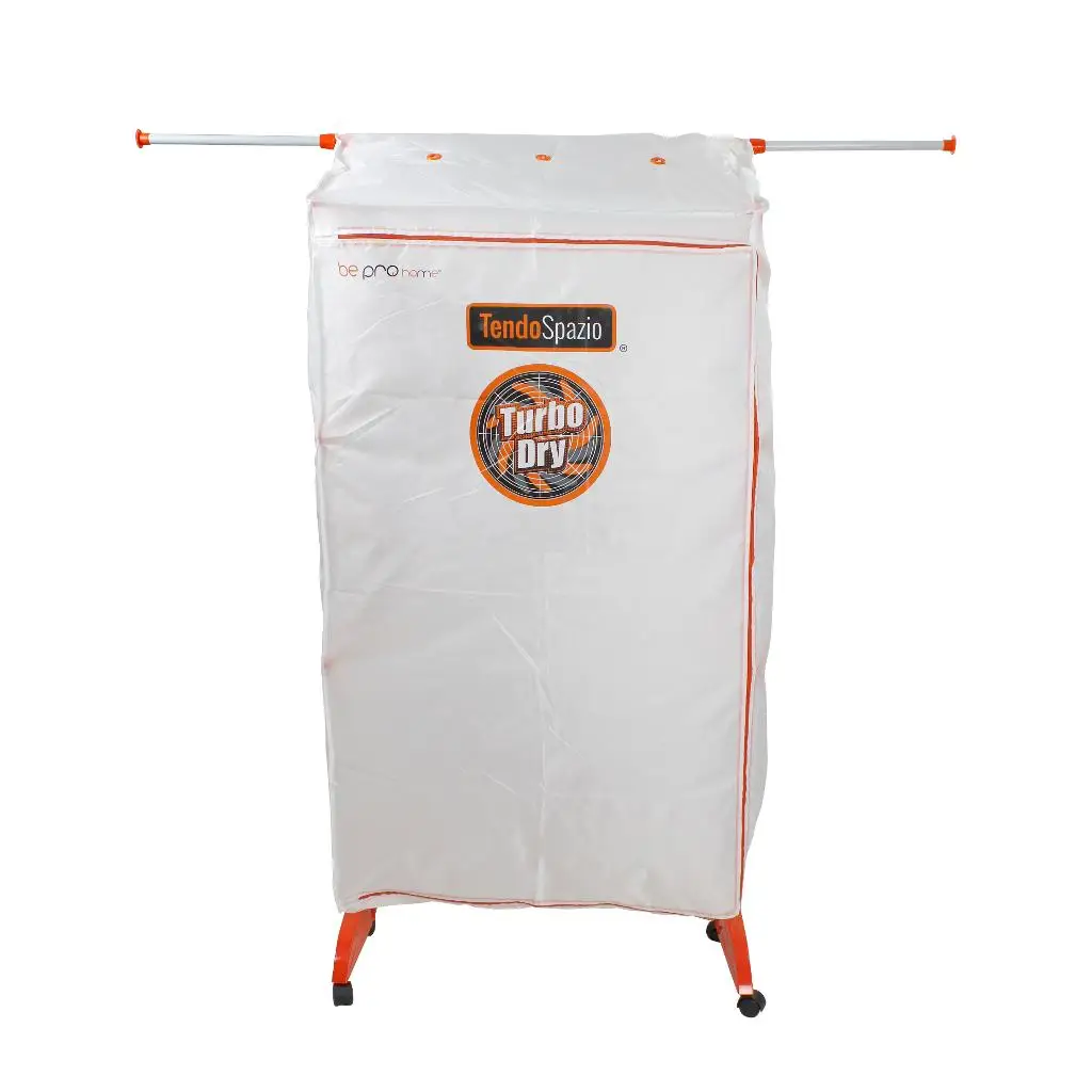 Secadora Tendedero Vertical BeproHome Tendospazio 24 pinzas para 20 kg de ropa Armario con Cubierta y Calefactor 3 lineas de tendido regulable en altura