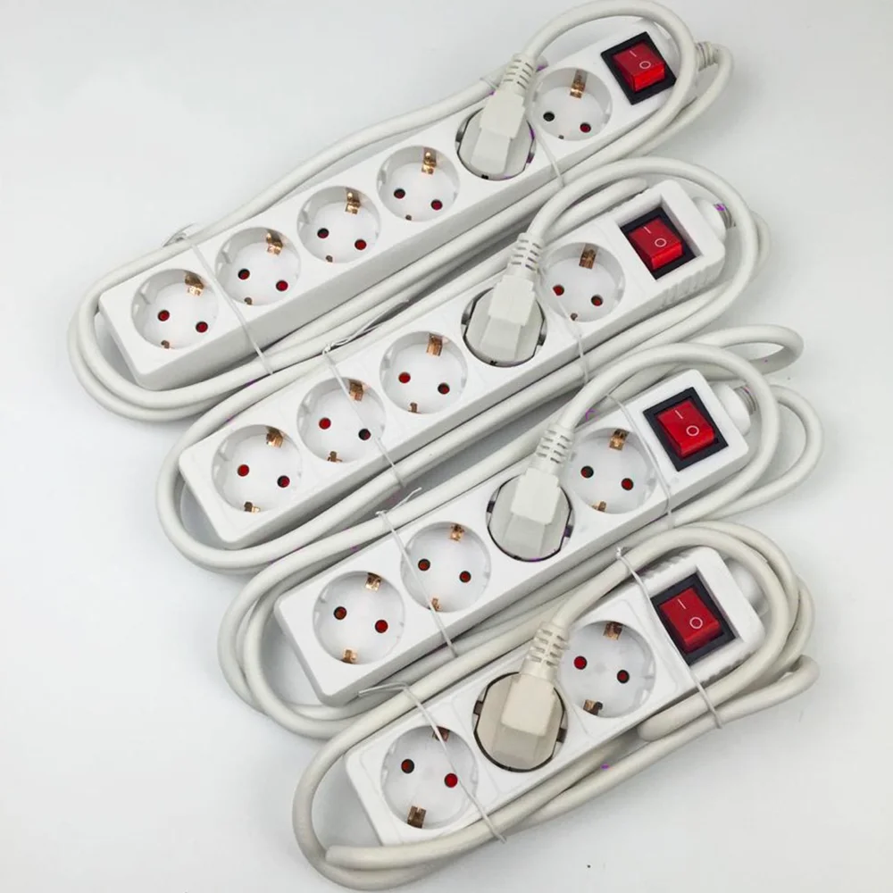 3, 4, 5, 6 Schucko power extension strip with switch 16a/250v 3680w, 3g1.5m current 1,5m long cable 3m or 5m, interior use, white color, happy gift