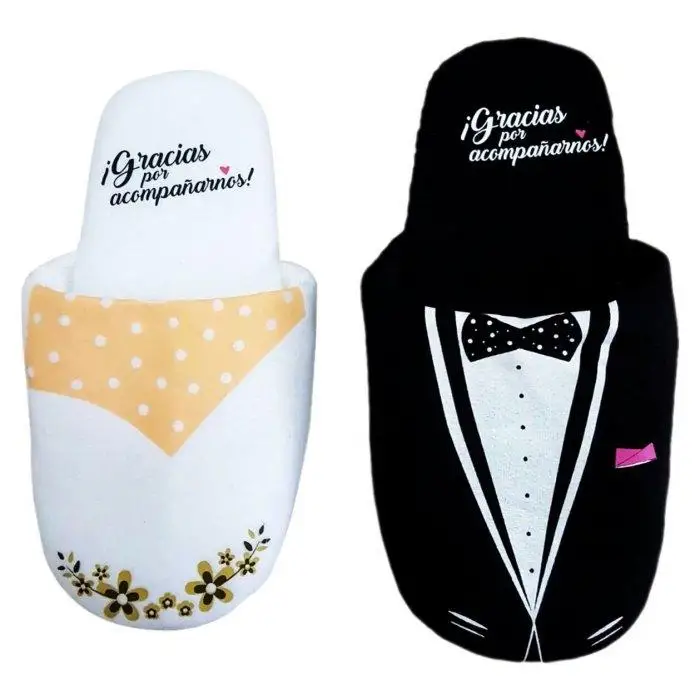 Disok Lote 20 Pantuflas de Algodón GRACIAS POR ACOMPAÑARNOS y Novio Novia - Detalles Bodas Zapatillas Algodón Surtidas Originales