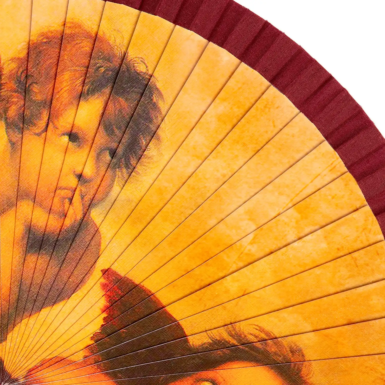 JAVIER Angeles de Rafael-23 cm fan with printed wood rods and fabric