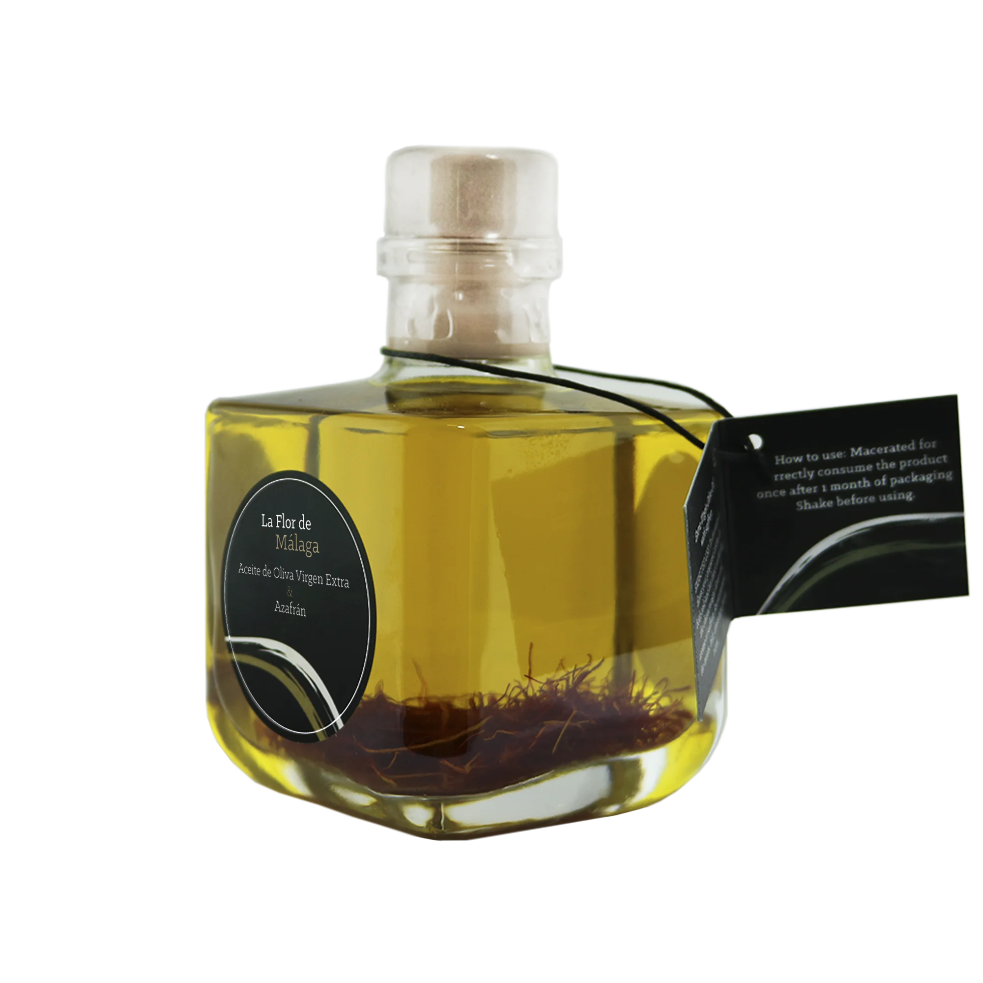 PREMIUM spice Extra virgin olive oil the flower of MALAGA AOVE Crystal Margot transparent 200 ml tasting salads meats the MALAGA flower