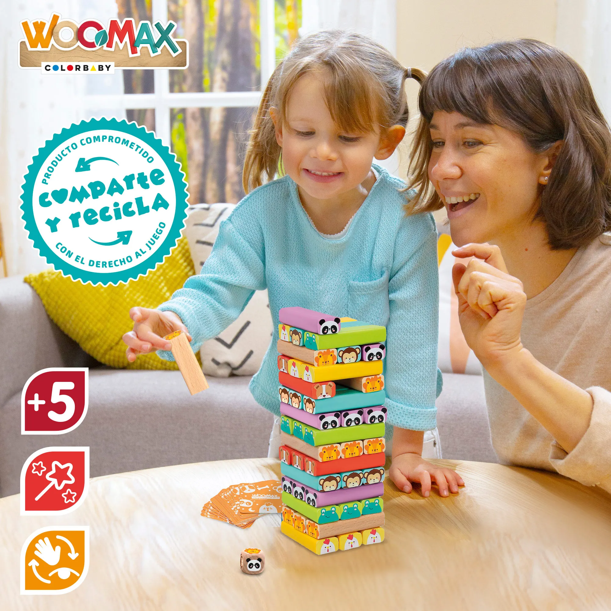 Woomax Wooden Animal Blocks Game, educational board game for 2 players, made of quality wood, ideal for children's fun and learning, perfect for family entertainment and game nights. #6