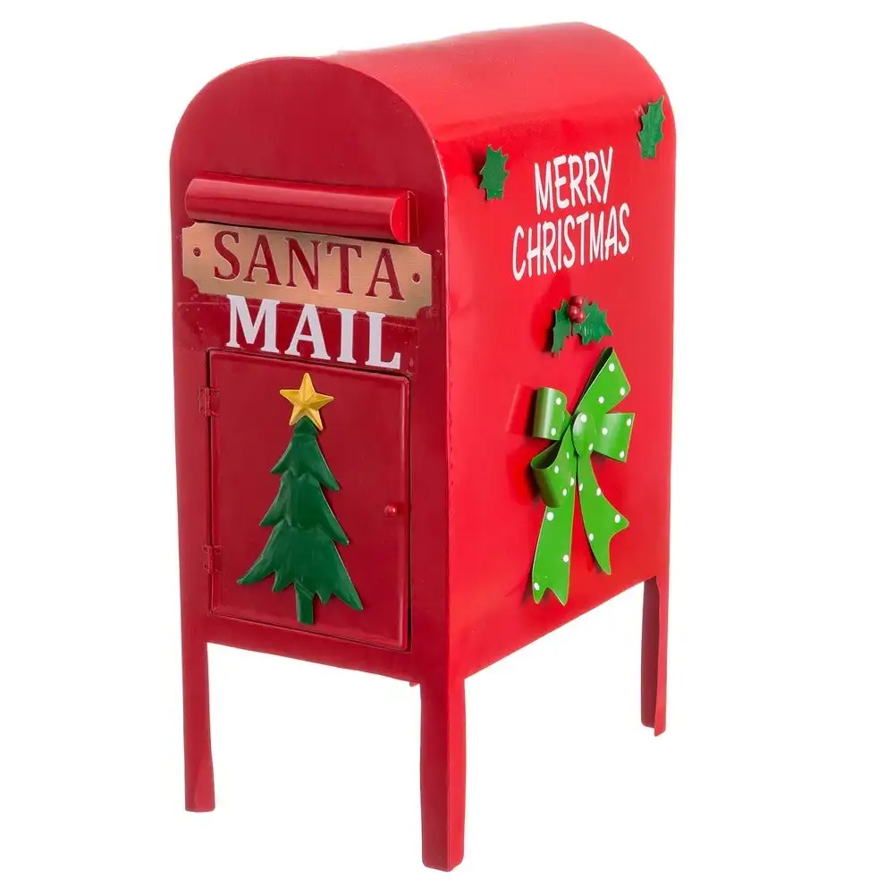 Buzón de Navidad con ranura para cartas rojo de metal Lola Home