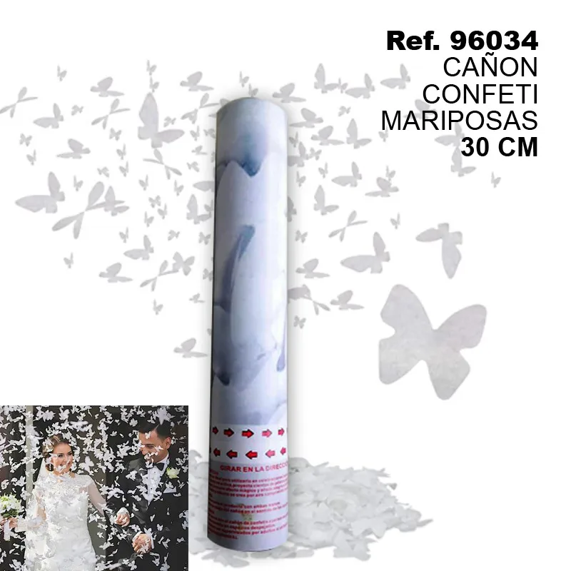 Pack of 12 confeti cannots with the shape of butterful 30cm sini