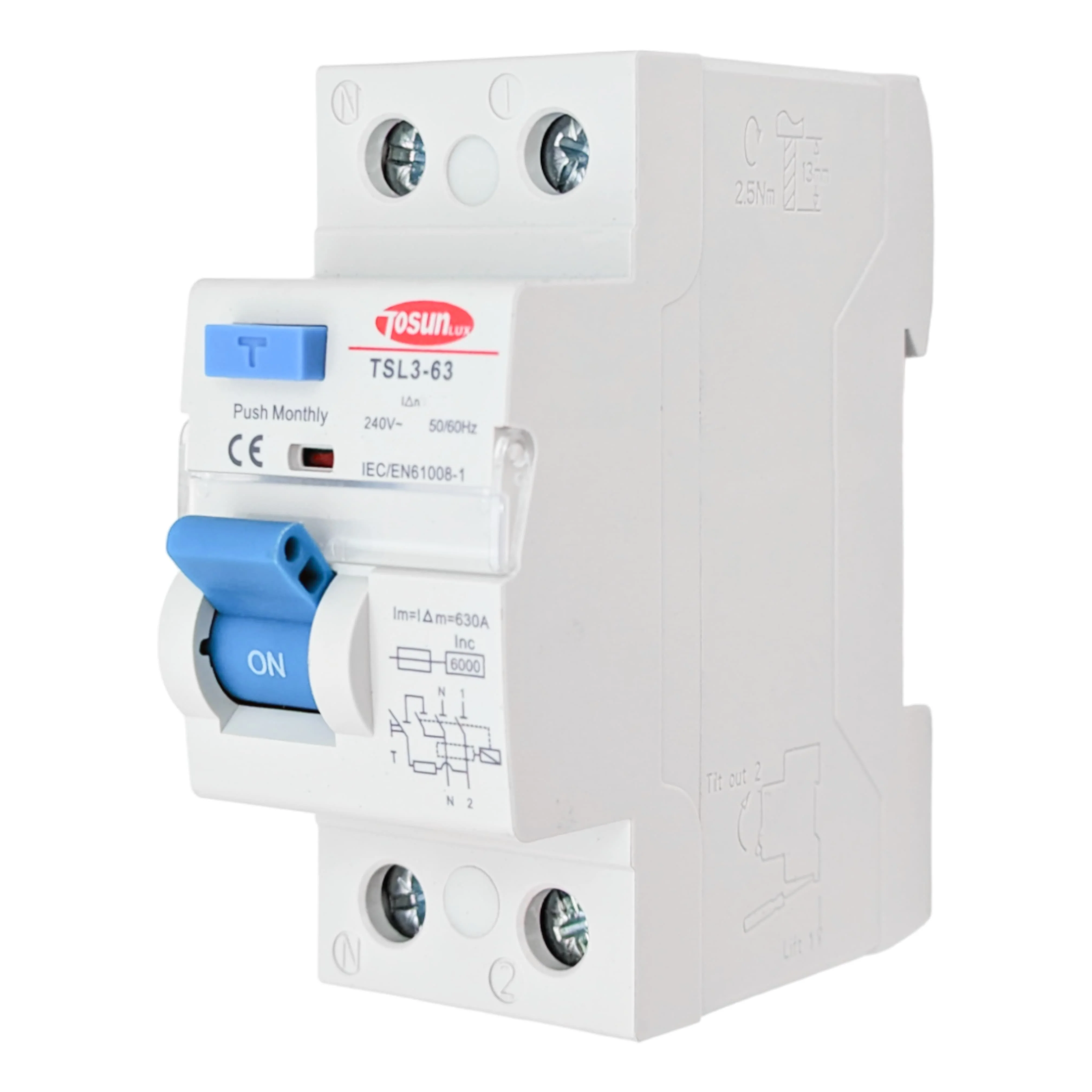 Tosunlux Interruptor diferencial residencial 25A TIPO AC 2 Polos 30mA 6KA