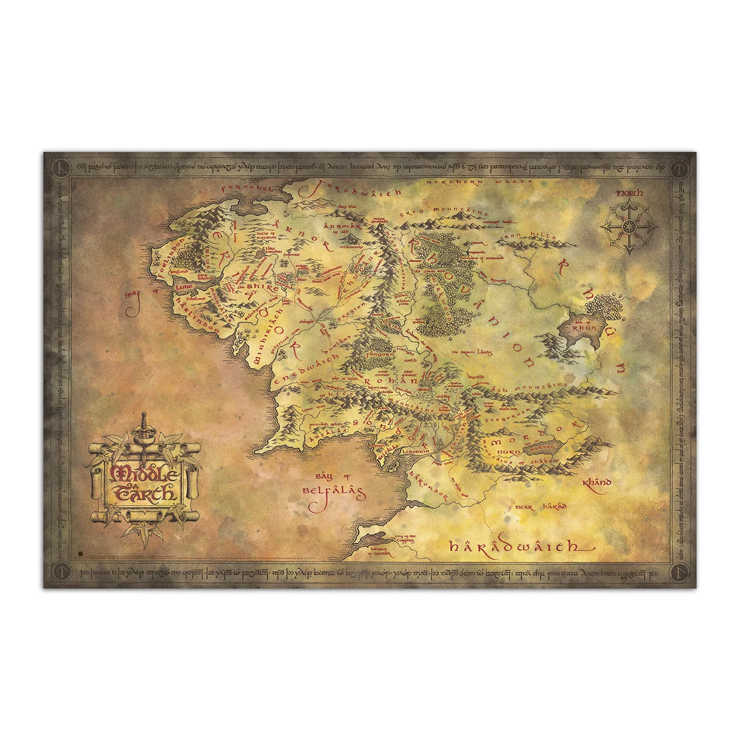 Lydsto Poster Señor de los Anillos Mapa Tierra Media Alta Calidad