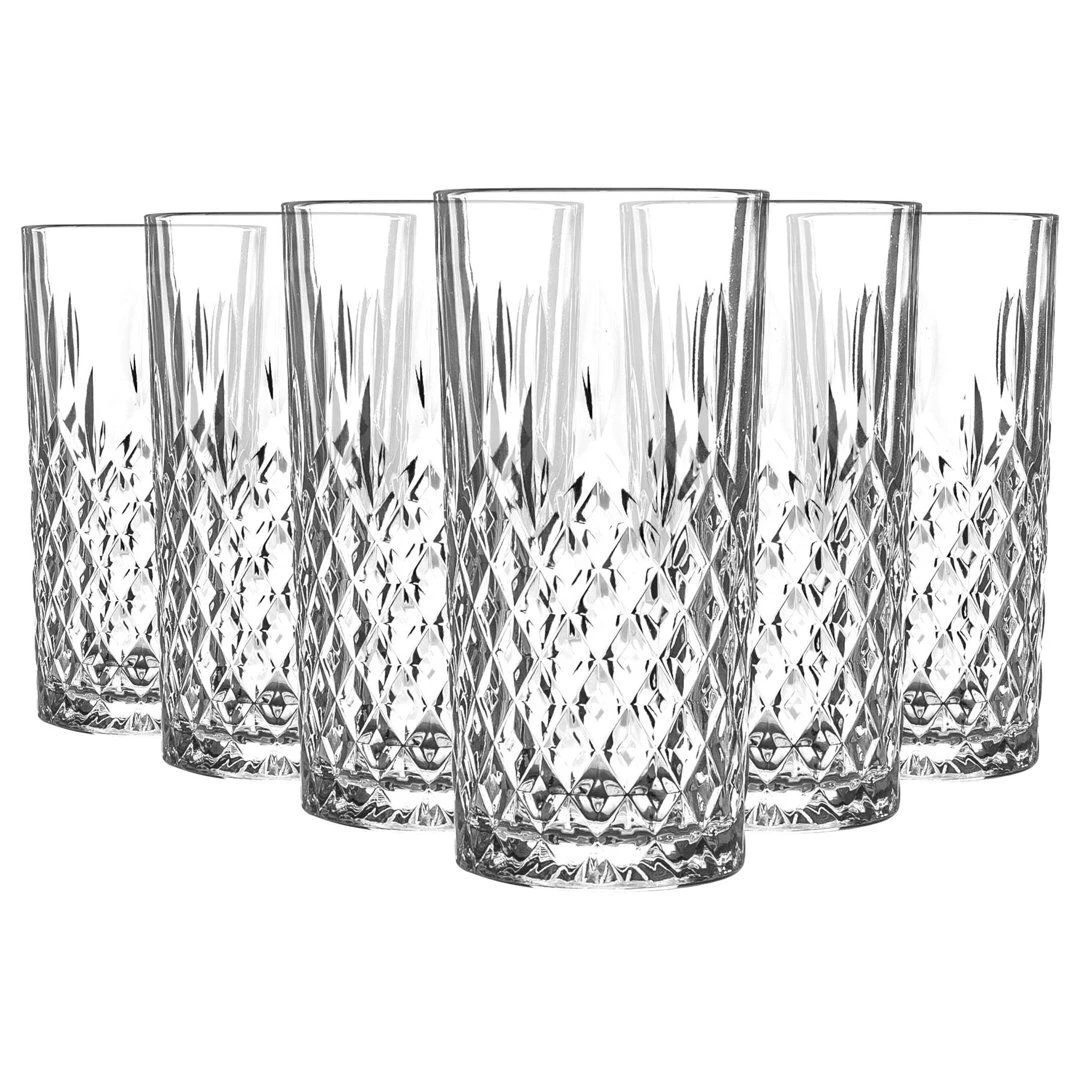 TRESV Set de 6 Vasos de Cristal Transparentes 270ml,300ml,330ml, 356ml - Apto para Lavavajillas