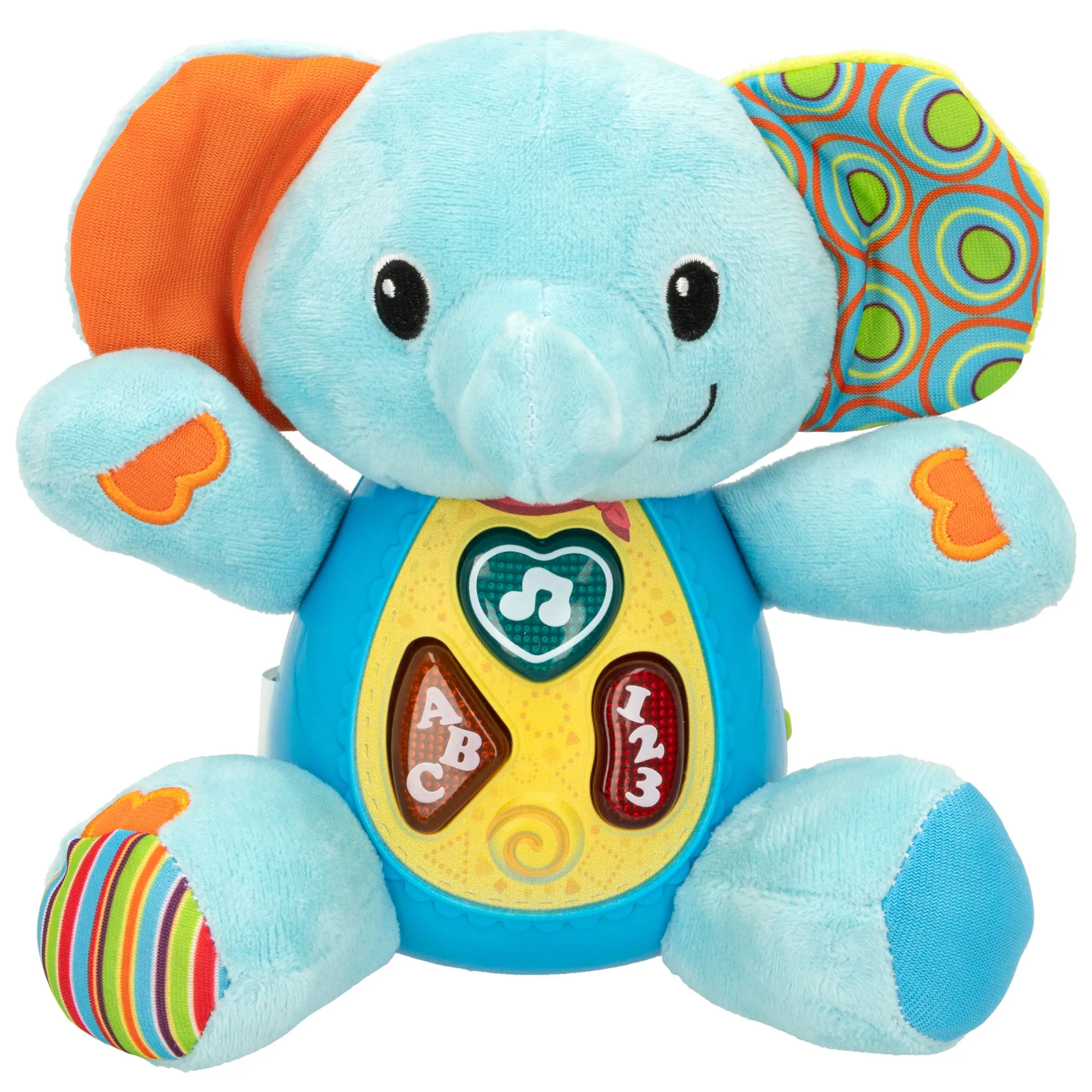 Winfun - Peluche luces y sonidos, juguete musical, interactivos, elefante, con luces de colores, sonidos, voz en español, educativo, sensorial, primera infancia, a partir de 3 meses
