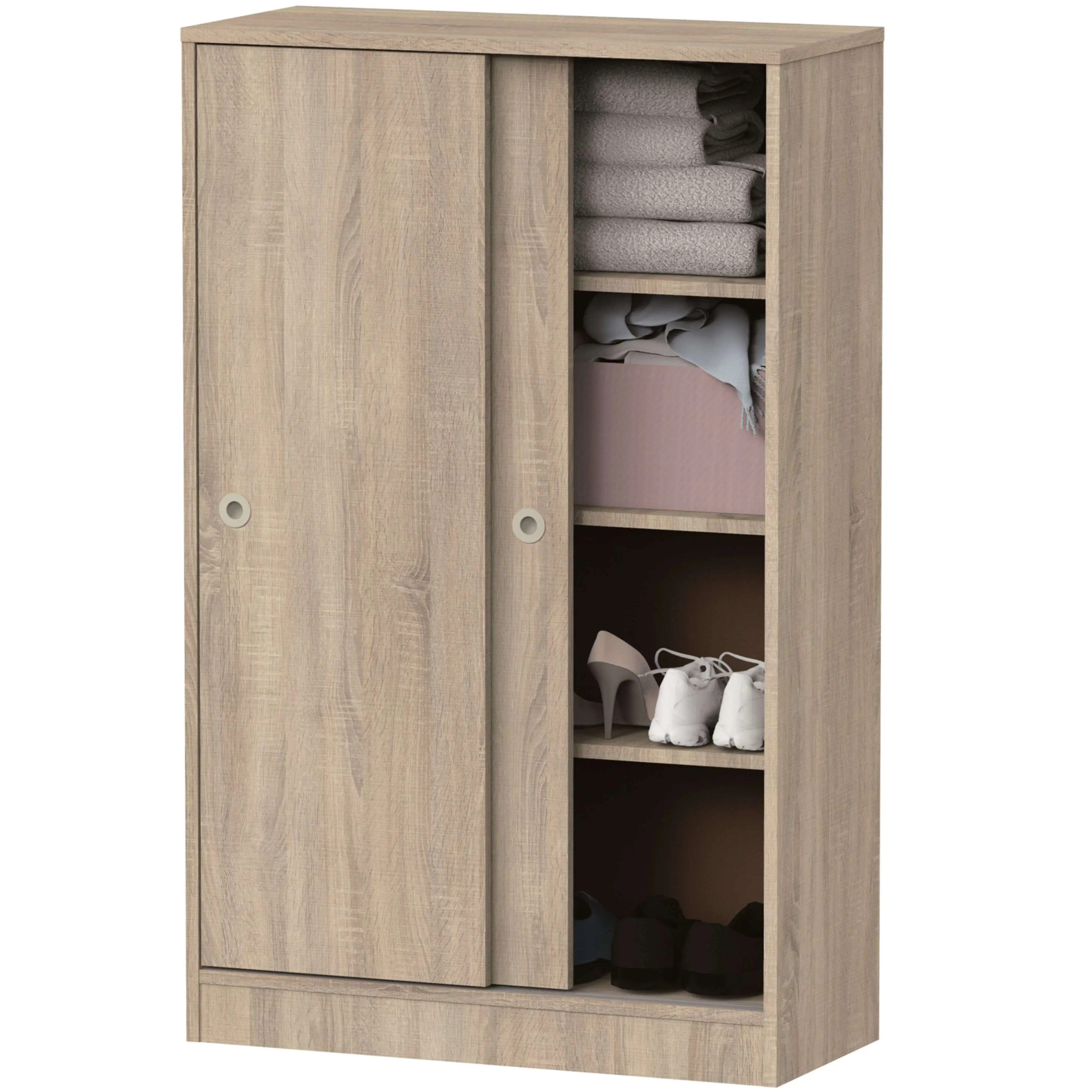 Miroytengo Armario Bajo Auxiliar Turín 2 Puertas 3 Estantes Cambrian Multiusos Almacenaje Mueble 120x74x33 cm