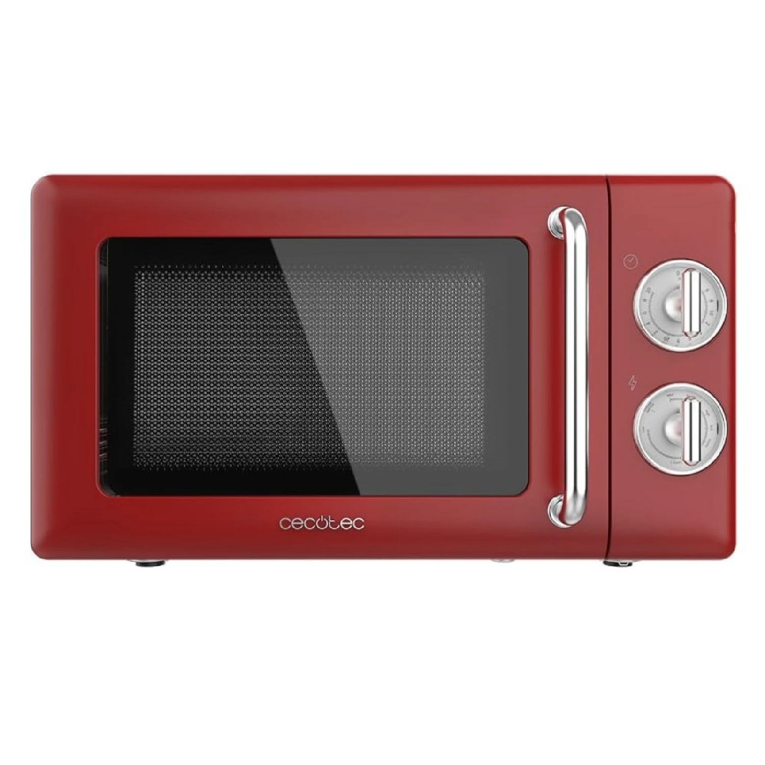 Cecotec Microondas Mecánico con Grill de 20 L Proclean 3110 Retro Red. 700 W en 6 Niveles, Temporizador hasta 30 Minutos
