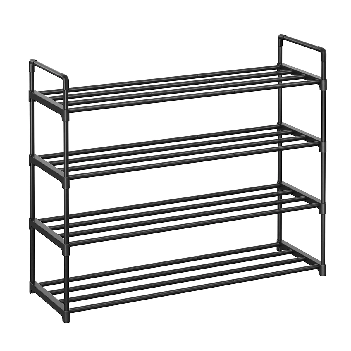 SONGMICS Zapatero de 4 Niveles, EstanterÍa de Zapatos, EstanterÍa de Metal, para 16 a 20 Pares de Zapatos, Estante Apilable, para Pasillo, SalÓn, Dormitorio, 30 x 92 x 74 cm, Negro