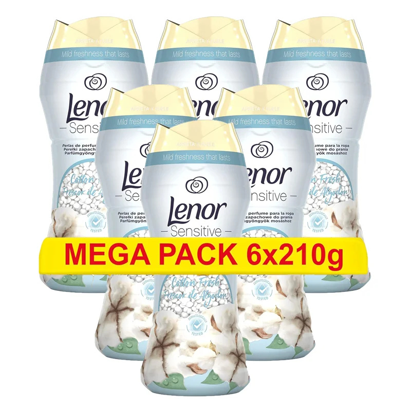 Unstoppable Lenor Pack Perfume Softener Beads for Clothes 6x210g Freshness Enhancer for Washing Fresh Fragrance or Mixed Fragrance