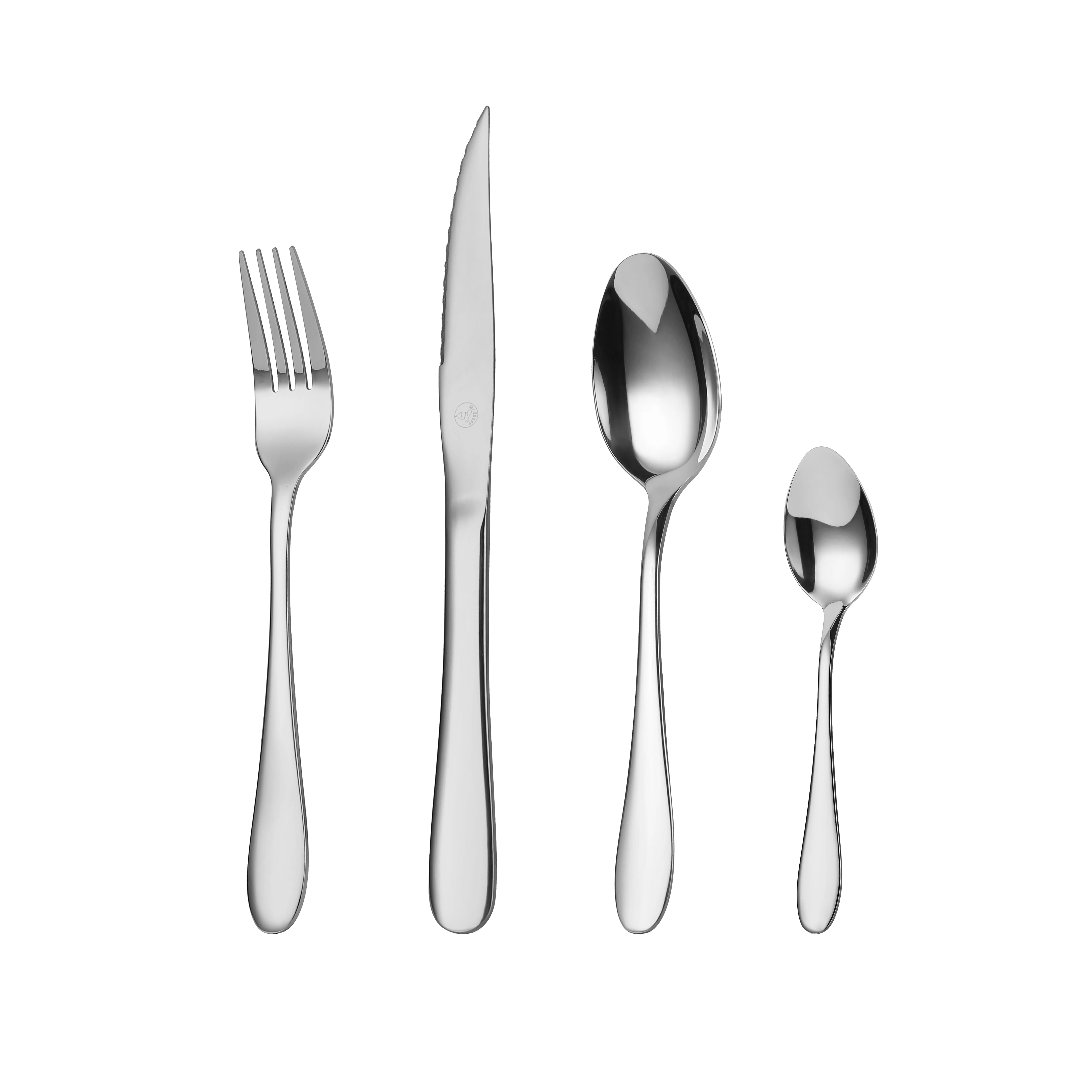 Mr.Spoon Serie Piedra Juego 24 Piezas Cubiertos económico,Acero Inoxidable 18/0,Plateado,Con cuchillo carne o mesa/Tenedor/Cuchara/Cucharilla,Apto para lavavajillas,Cuberteria,mango monobloque,Para