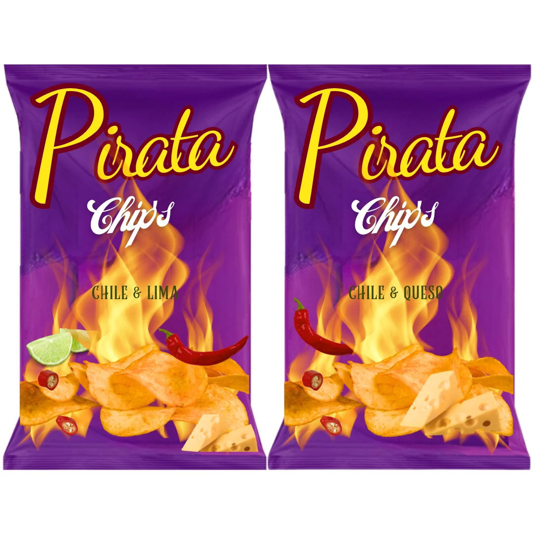 PIRATA CHIPS- CHILE & QUESO 50G O CHILE & LIMA 50G- CREANDO EXPERIENCIAS UNICAS PARA TU PALADAR