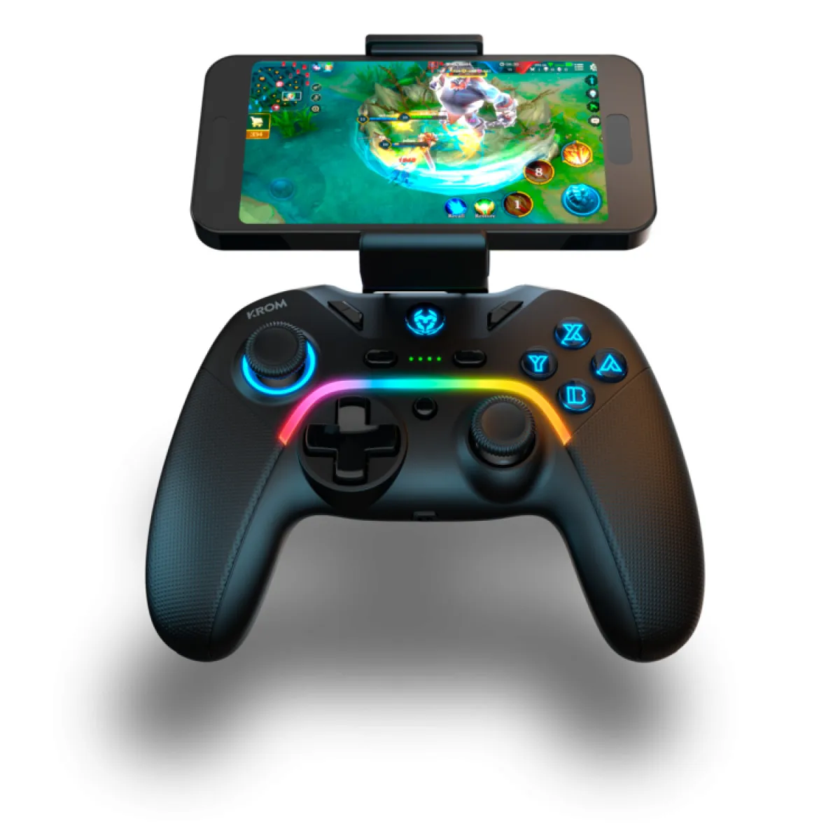 Krom Negro Gamepad Kayros Alambrico E Inalambrico, Diseñado Para Competicion, Botones Configurables Y Macros, Pc, Switch, Android, Ios, Led Rgb, Soporte Smartphone, - Imagen 5