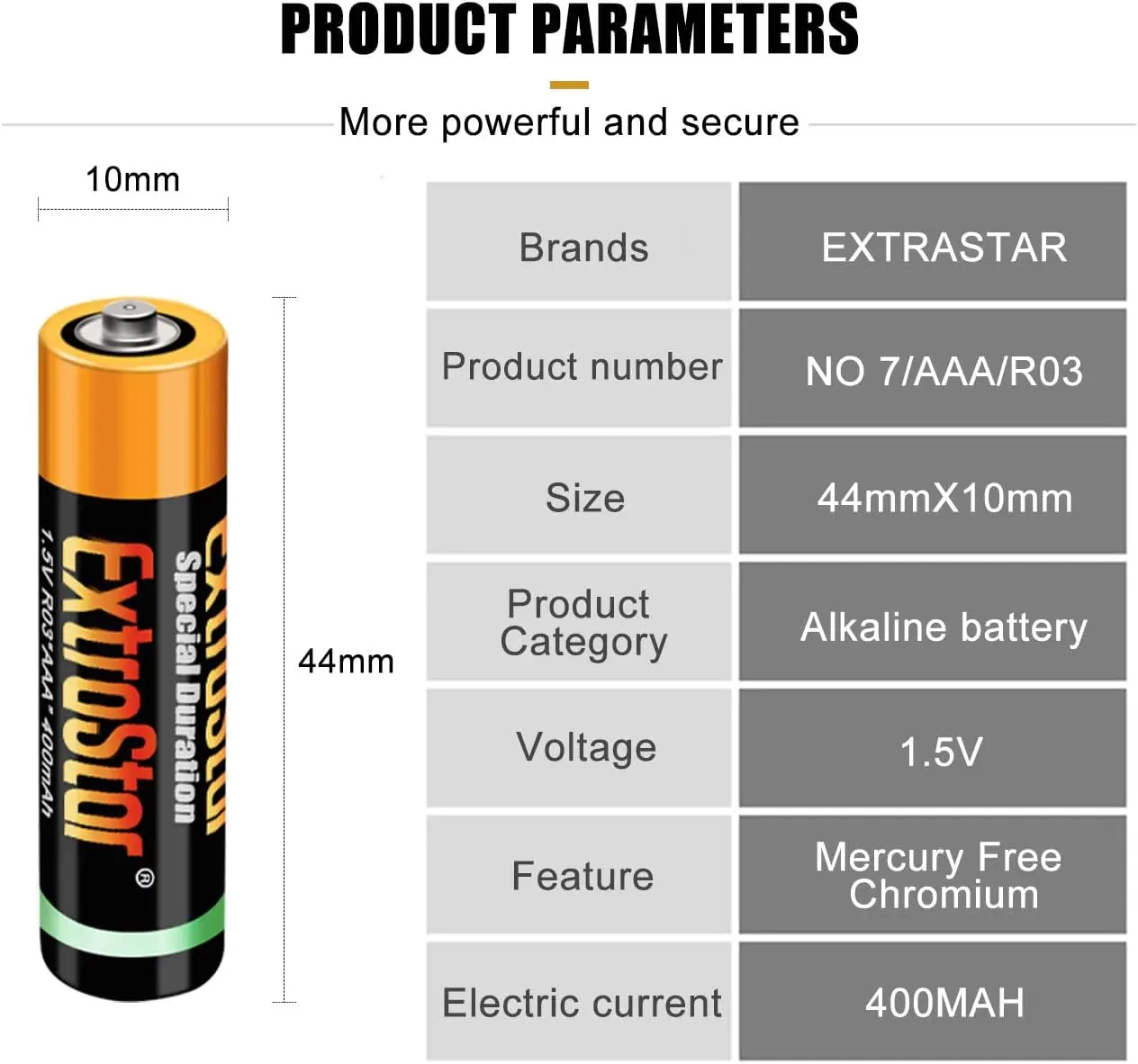 Dacada2005 Aaa Battery 1.5V R03 Special Duration, Extrastar Pack of 48 Units