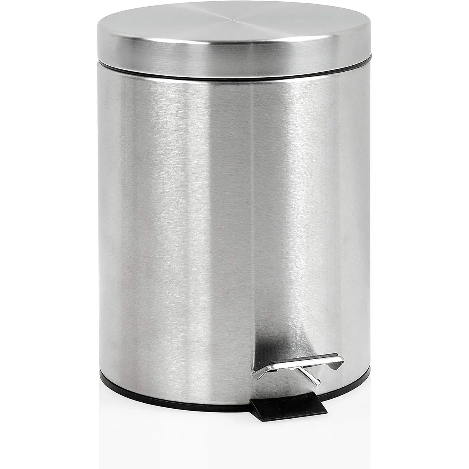 Papelera baño metal plateada, cubo de basura de 3L, 5L, 7L y 12L con pedal de acero inoxidable, papelera moderna de metal para baño con cubo interior de plástico.