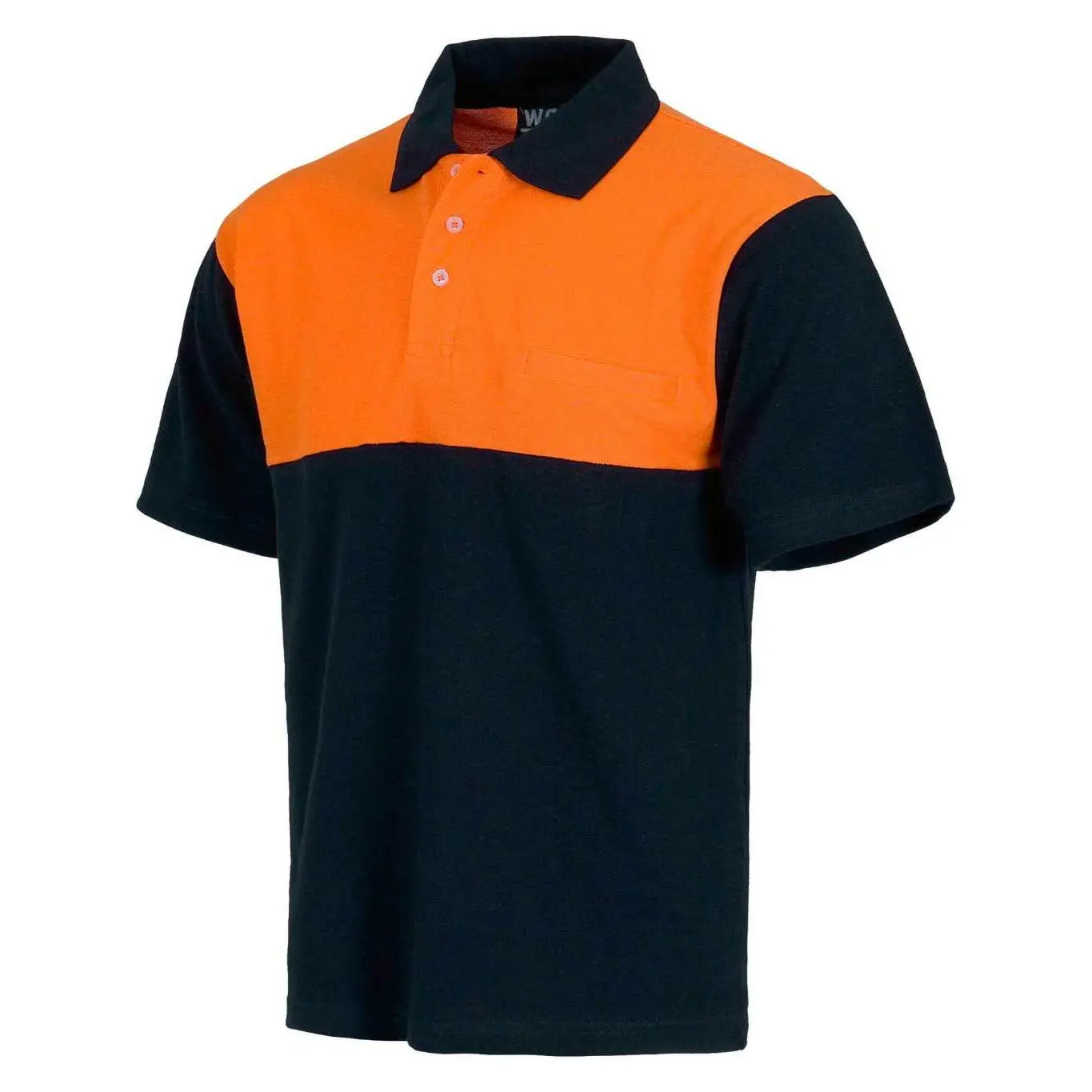 WorkTeam Polo Manga Corta, ALTA VISIBILIDAD, con canesú Combinado, un Bolso de Pecho. Hombre