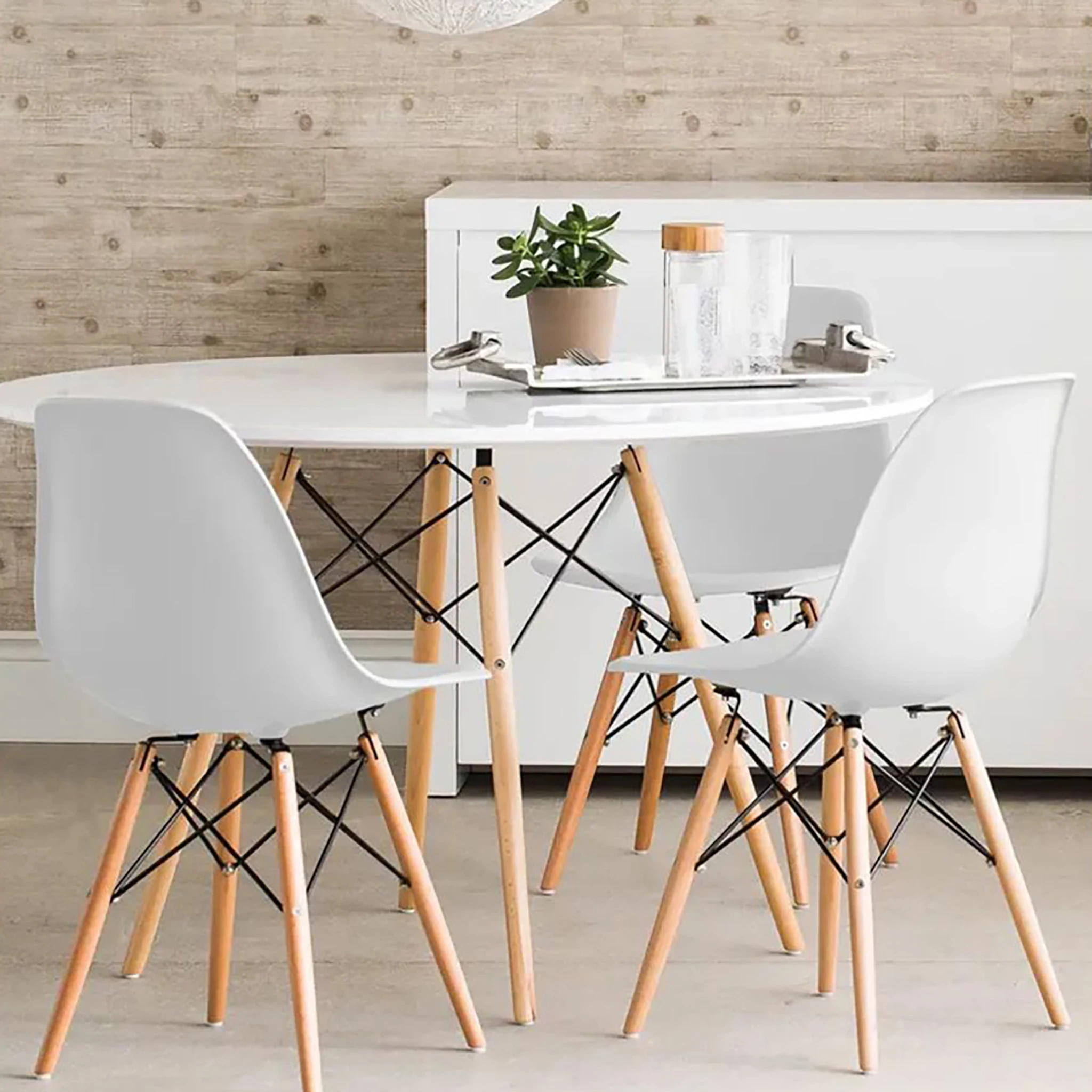 ORION91 chair ORION91 polypropylene white Color and legs in wood beech 46,5x48x82 cm dining room office living room telework kitchen-SpazioLuzio