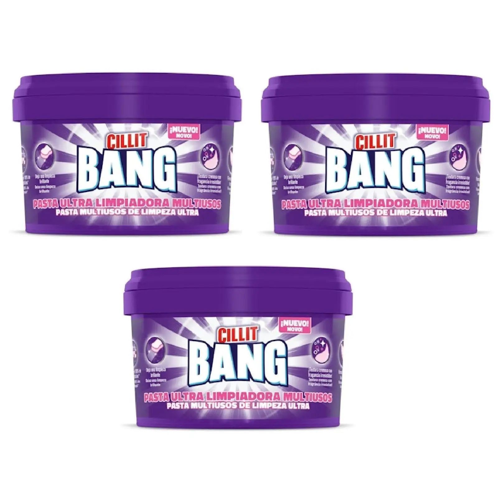 Cillit Bang Pasta Pack3 Ultra Limpiadora Multiusos (Total 1,4kg) - Limpieza Profunda Sin Esfuerzo - Formato Ahorro XXL
