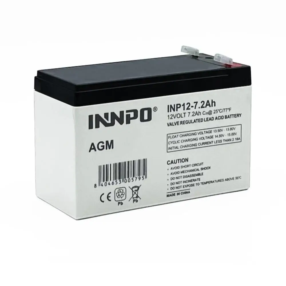 INNPO Bateria Plomo tecnologia AGM 12V 7.2Ah sellada